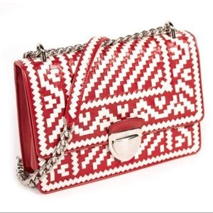 Prada Woven Madras-Pattern Shoulder Bag